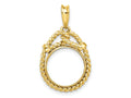 FJC Finejewelers 14 kt Yellow Gold Polished Western Rope 13.0mm Prong Coin Bezel Pendant