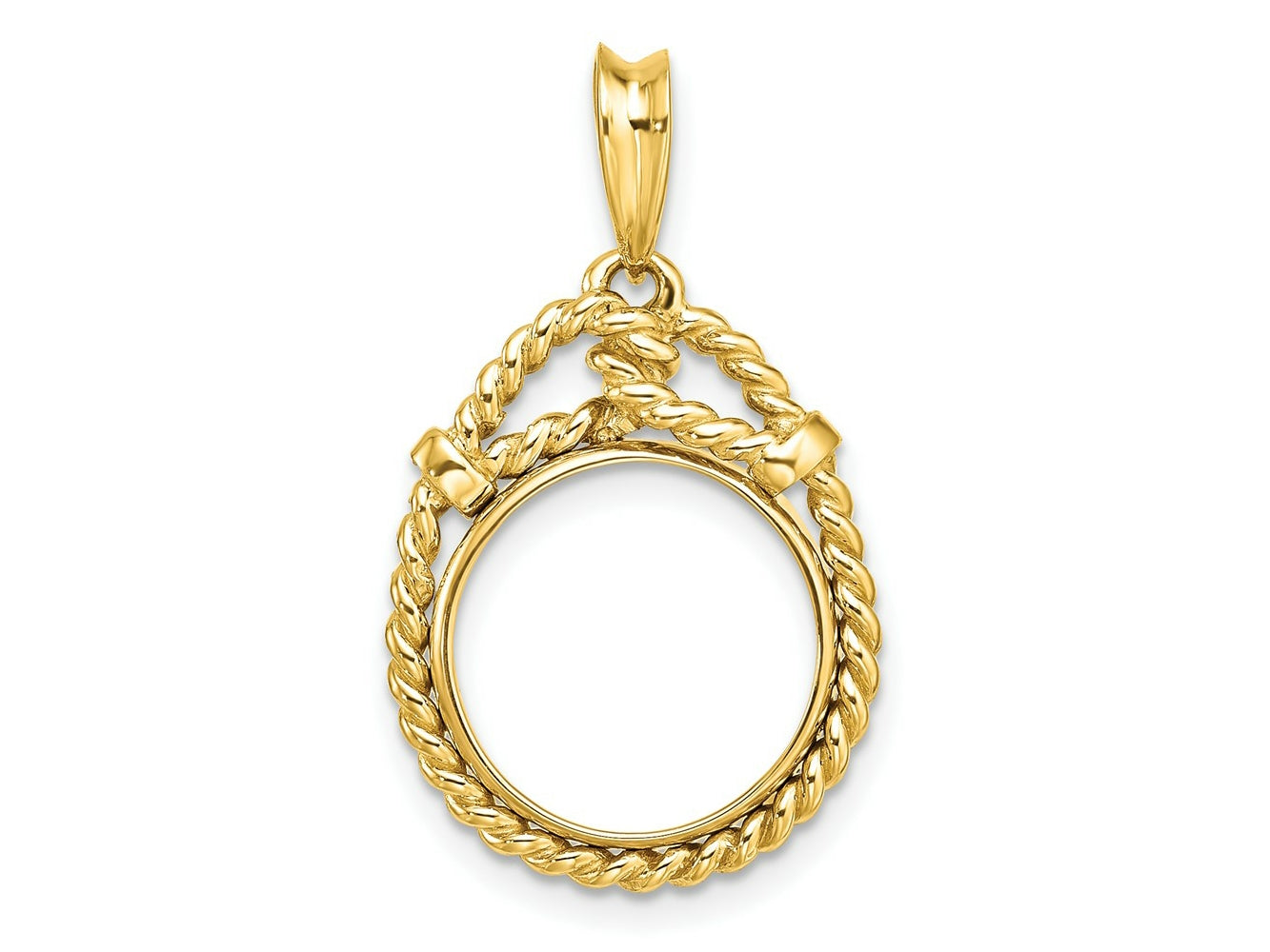 FJC Finejewelers 14 kt Yellow Gold Polished Western Rope 13.0mm Prong Coin Bezel Pendant