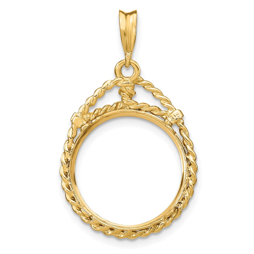 FJC Finejewelers 14 kt Yellow Gold Polished Western Rope 16.5mm Prong Coin Bezel Pendant