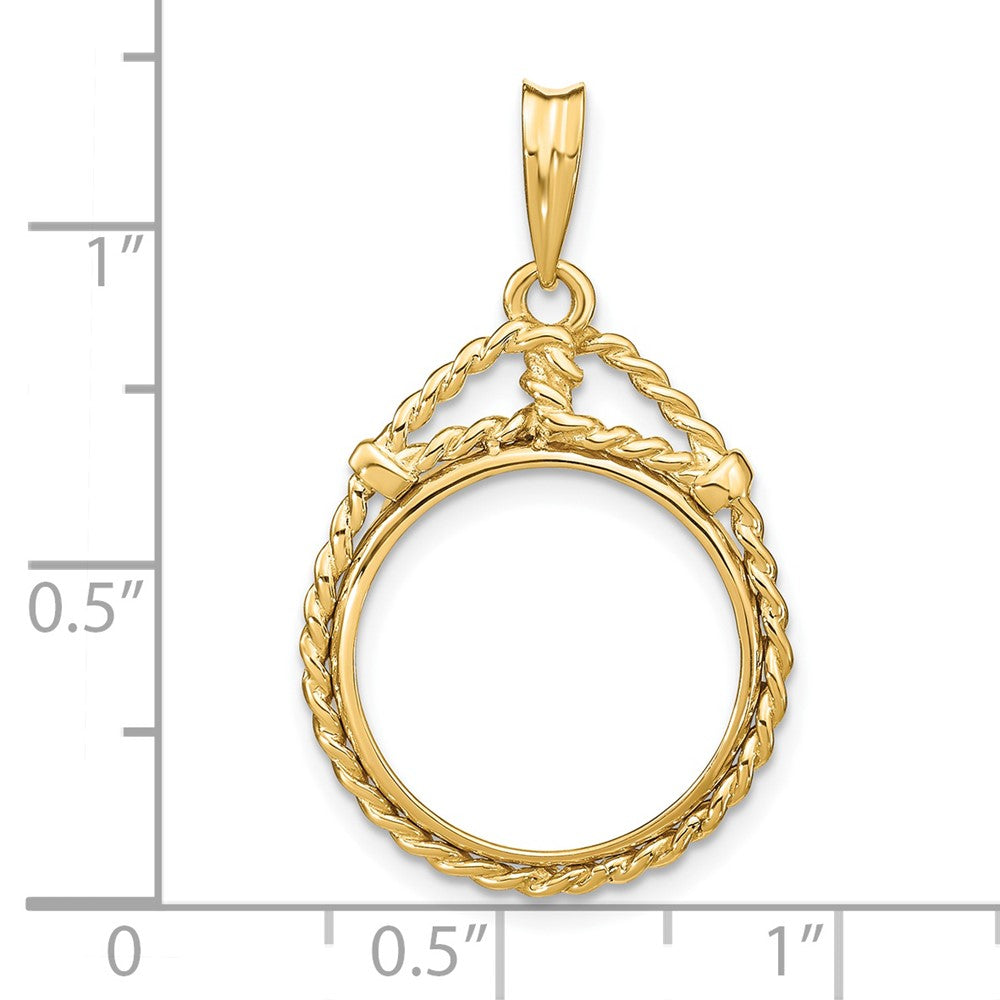 FJC Finejewelers 14 kt Yellow Gold Polished Western Rope 16.5mm Prong Coin Bezel Pendant