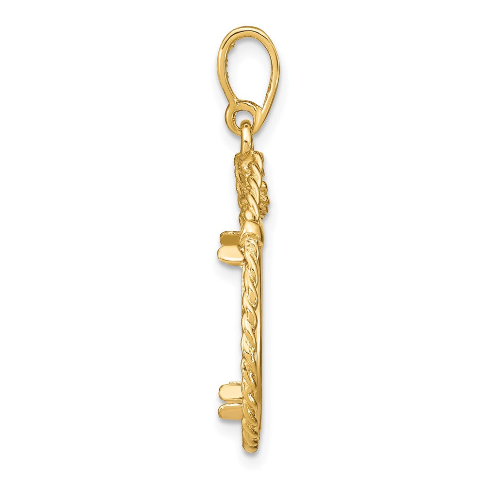 FJC Finejewelers 14 kt Yellow Gold Polished Western Rope 16.5mm Prong Coin Bezel Pendant