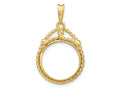 FJC Finejewelers 14 kt Yellow Gold Polished Western Rope 16.5mm Prong Coin Bezel Pendant