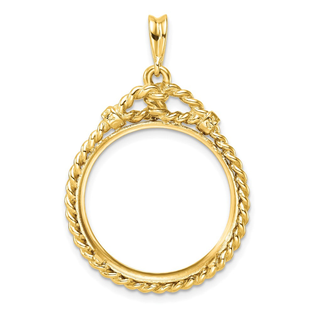 FJC Finejewelers 14 kt Yellow Gold Polished Western Rope 21.6mm Prong Coin Bezel Pendant