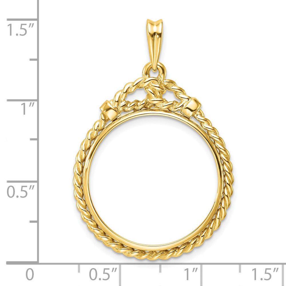 FJC Finejewelers 14 kt Yellow Gold Polished Western Rope 22.0mm Prong Coin Bezel Pendant