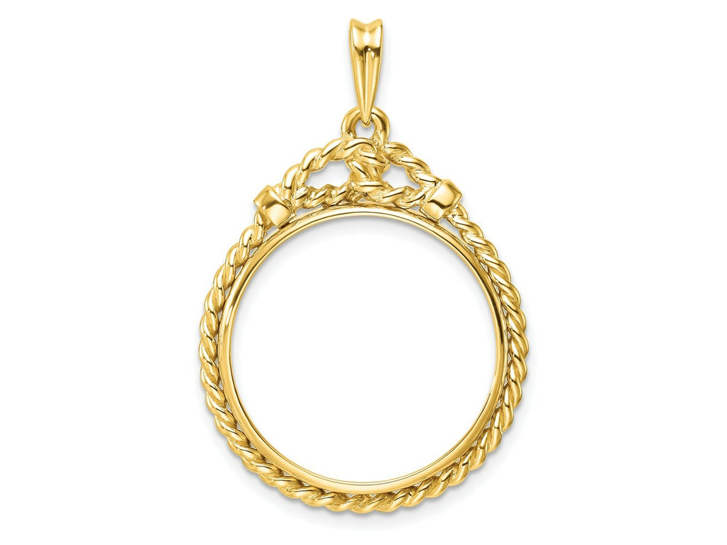 FJC Finejewelers 14 kt Yellow Gold Polished Western Rope 22.0mm Prong Coin Bezel Pendant