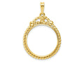 FJC Finejewelers 14 kt Yellow Gold Polished Western Rope 22.0mm Prong Coin Bezel Pendant
