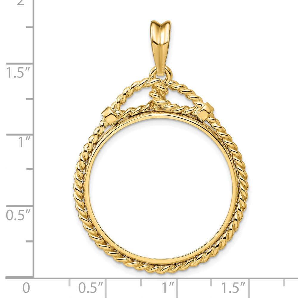 FJC Finejewelers 14 kt Yellow Gold Polished Western Rope 27.0mm Prong Coin Bezel Pendant