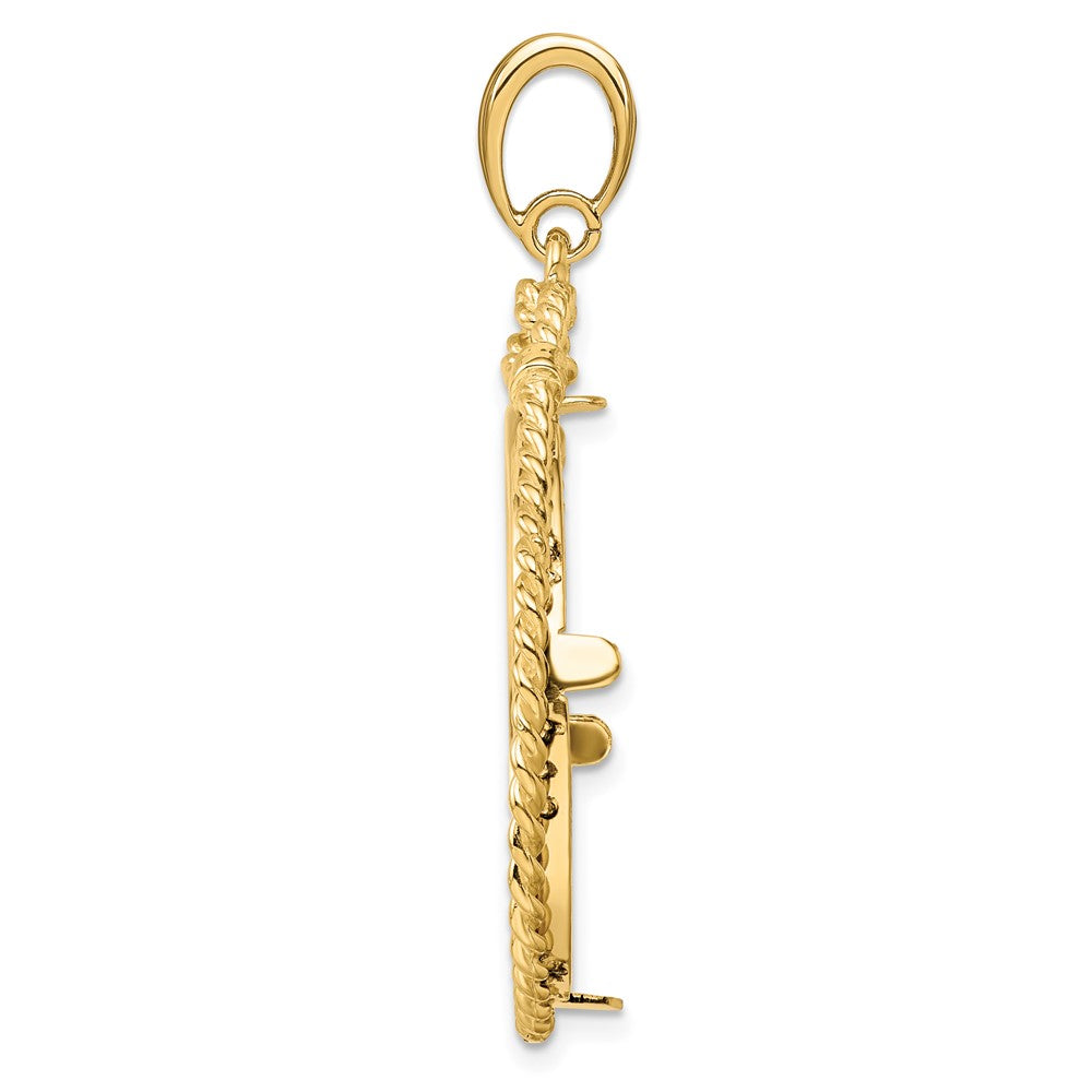 FJC Finejewelers 14 kt Yellow Gold Polished Western Rope 27.0mm Prong Coin Bezel Pendant