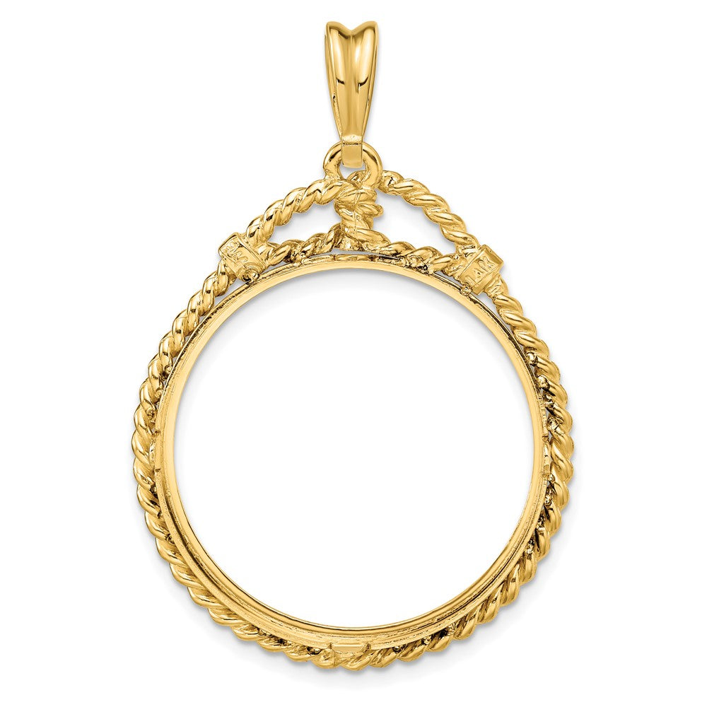 FJC Finejewelers 14 kt Yellow Gold Polished Western Rope 27.0mm Prong Coin Bezel Pendant