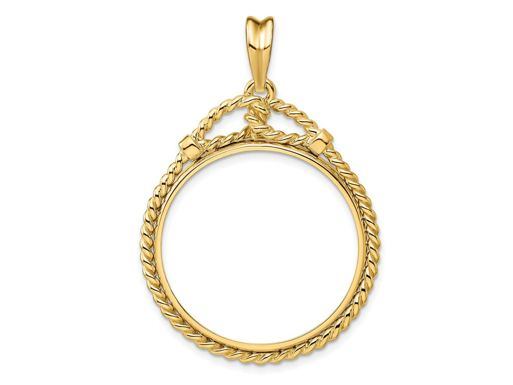 FJC Finejewelers 14 kt Yellow Gold Polished Western Rope 27.0mm Prong Coin Bezel Pendant
