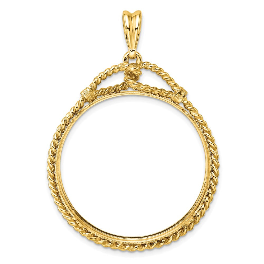 FJC Finejewelers 14 kt Yellow Gold Polished Western Rope 32.7mm Prong Coin Bezel Pendant