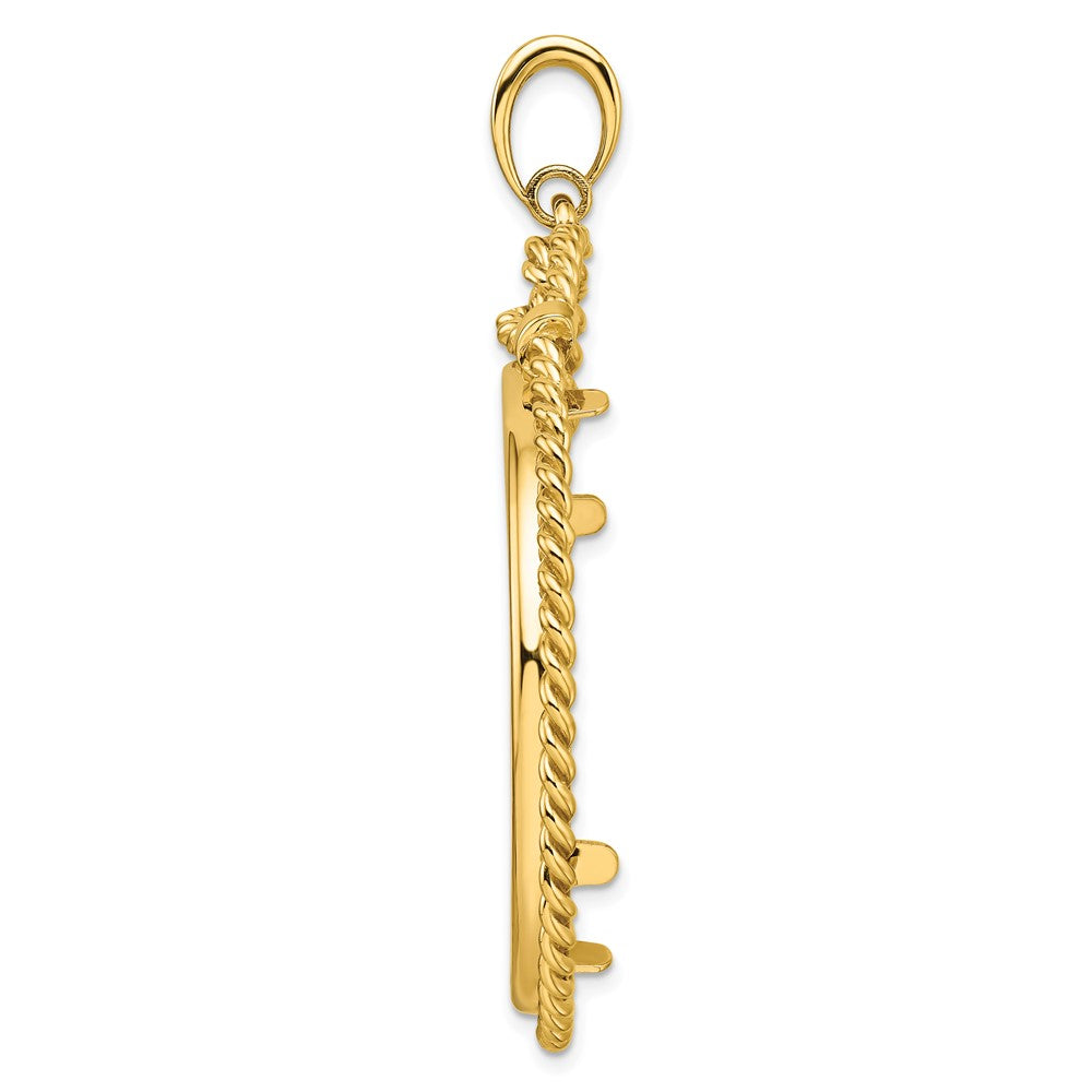 FJC Finejewelers 14 kt Yellow Gold Polished Western Rope 34.2mm Prong Coin Bezel Pendant