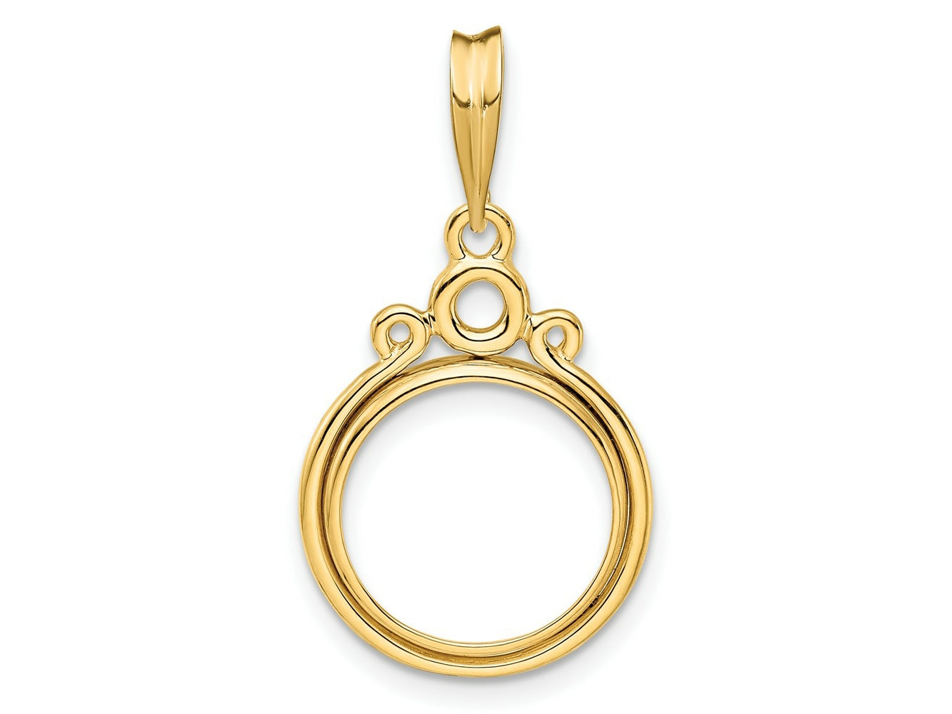 FJC Finejewelers 14 kt Yellow Gold Triple Circle Top 13.0mm Prong Coin Bezel Pendant