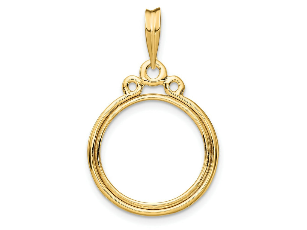 FJC Finejewelers 14 kt Yellow Gold Triple Circle Top 16.5mm Prong Coin Bezel Pendant