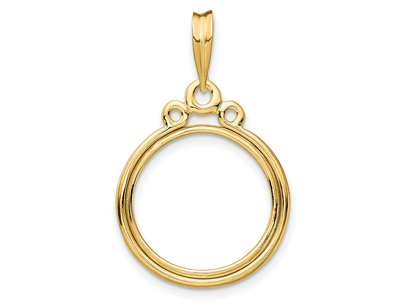 FJC Finejewelers 14 kt Yellow Gold Triple Circle Top 16.5mm Prong Coin Bezel Pendant