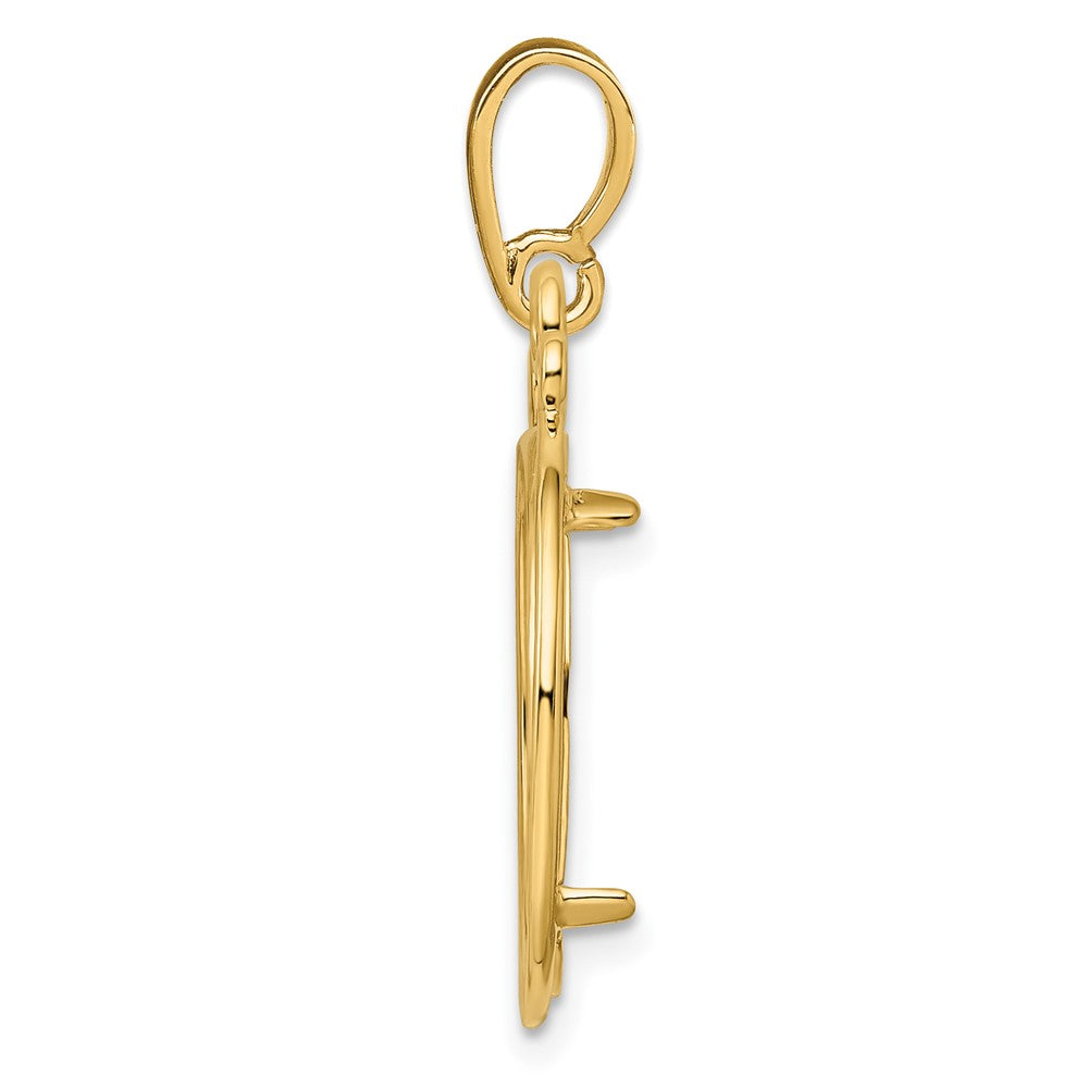 FJC Finejewelers 14 kt Yellow Gold Triple Circle Top 17.8mm Prong Coin Bezel Pendant