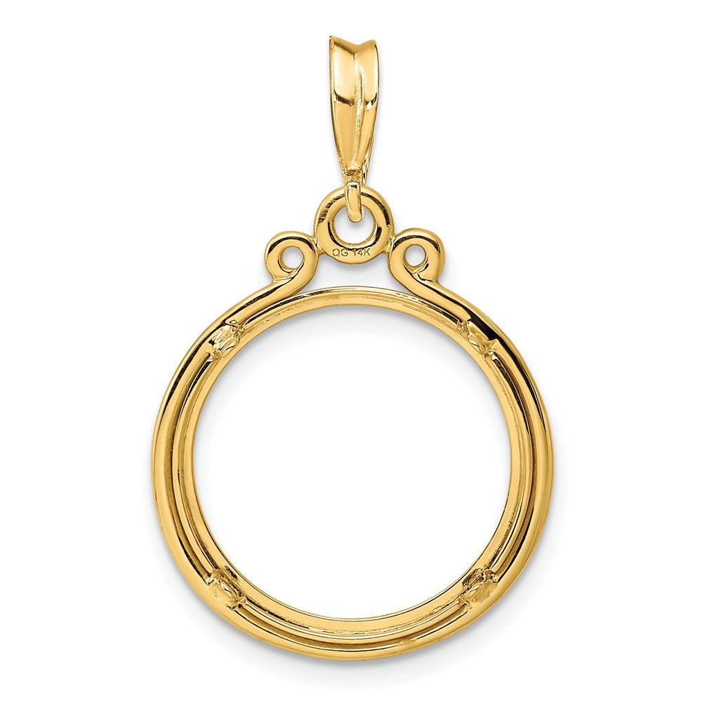 FJC Finejewelers 14 kt Yellow Gold Triple Circle Top 17.8mm Prong Coin Bezel Pendant