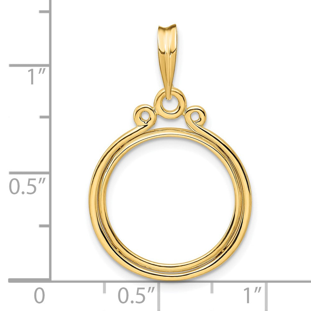 FJC Finejewelers 14 kt Yellow Gold Triple Circle Top 17.8mm Prong Coin Bezel Pendant