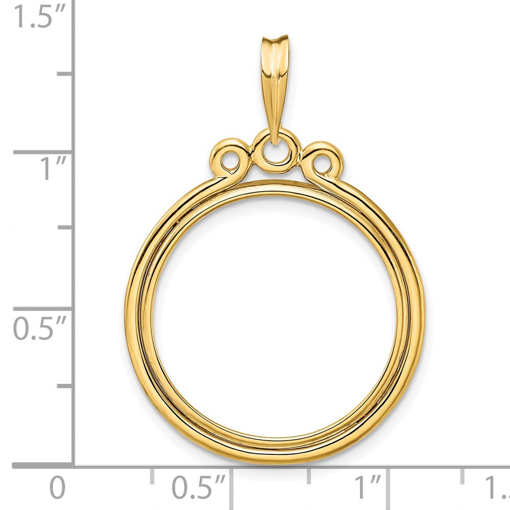 FJC Finejewelers 14 kt Yellow Gold Triple Circle Top 21.6mm Prong Coin Bezel Pendant