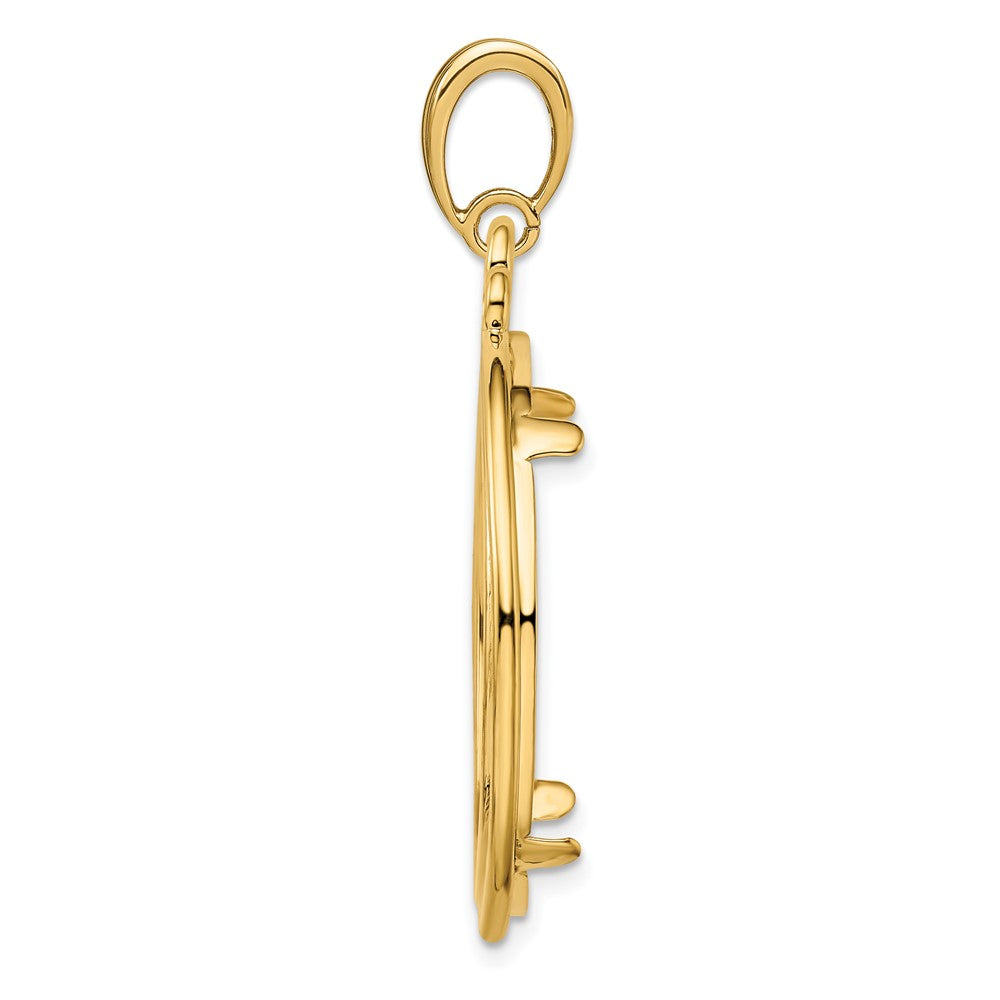 FJC Finejewelers 14 kt Yellow Gold Triple Circle Top 27.0mm Prong Coin Bezel Pendant
