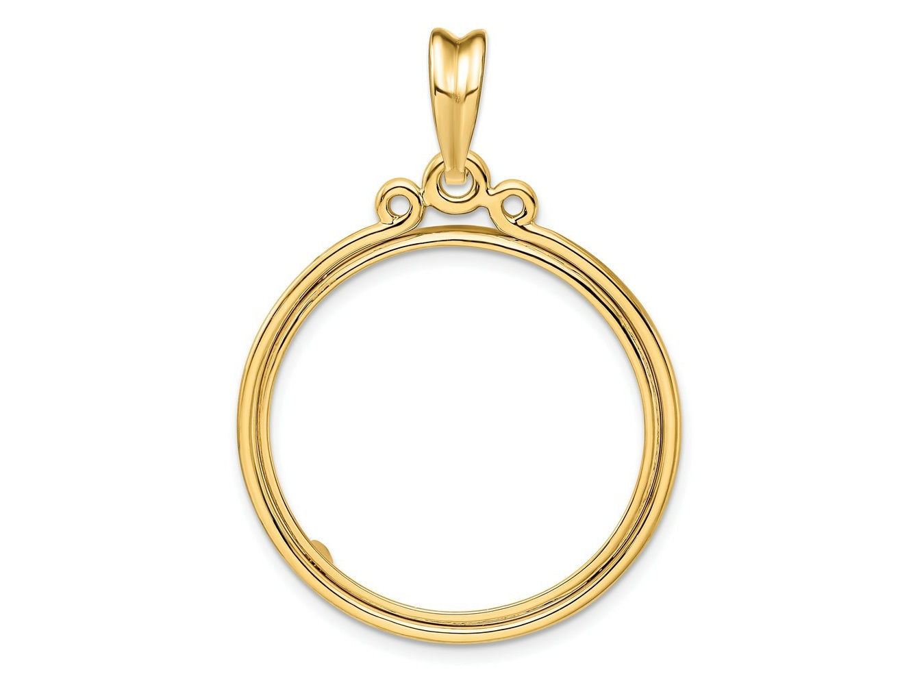 FJC Finejewelers 14 kt Yellow Gold Triple Circle Top 27.0mm Prong Coin Bezel Pendant