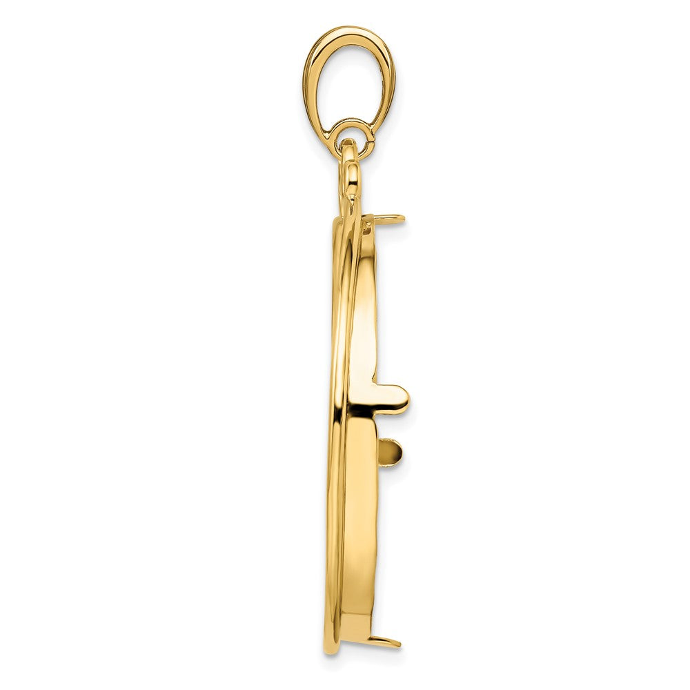 FJC Finejewelers 14 kt Yellow Gold Triple Circle Top 32.7mm Prong Coin Bezel Pendant