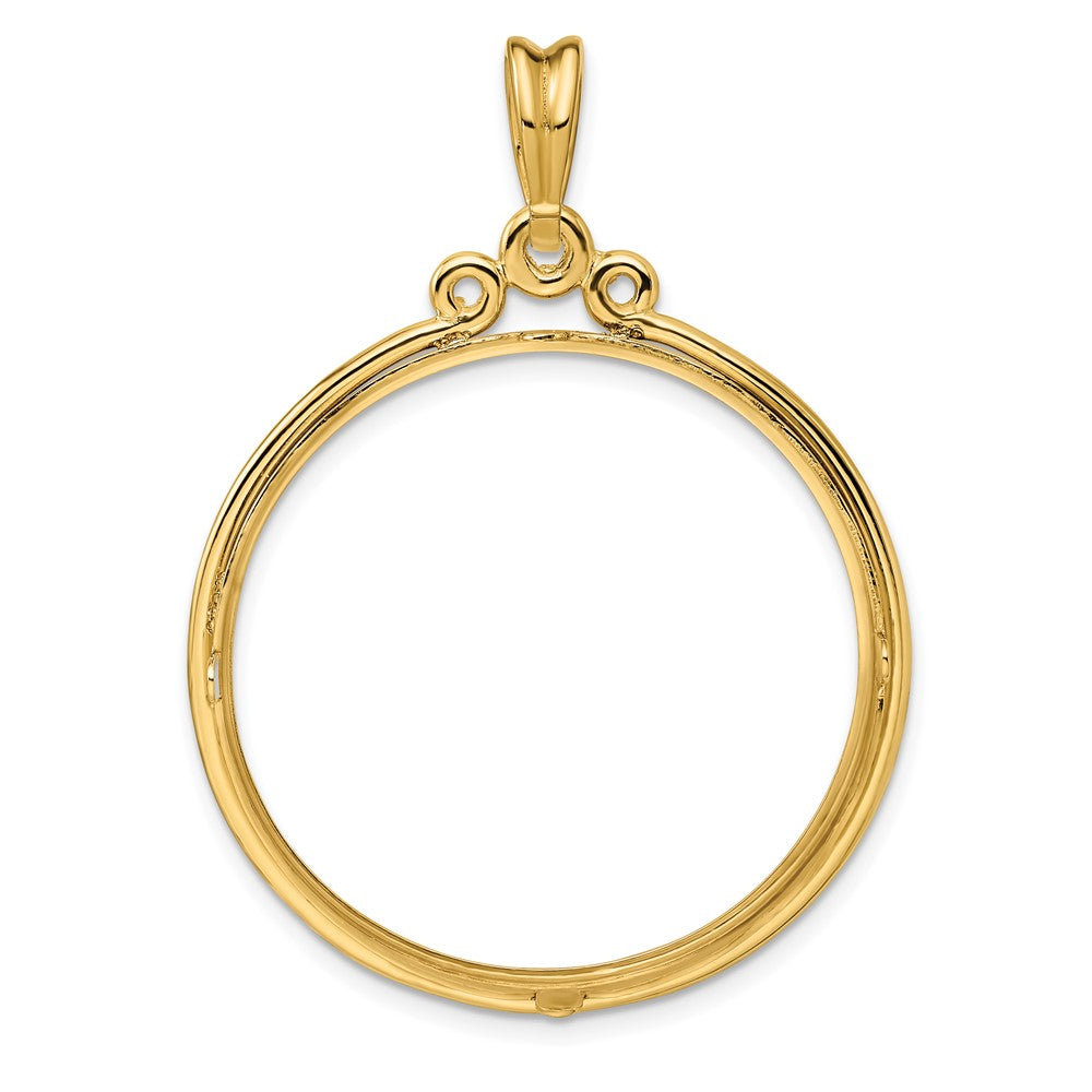 FJC Finejewelers 14 kt Yellow Gold Triple Circle Top 32.7mm Prong Coin Bezel Pendant