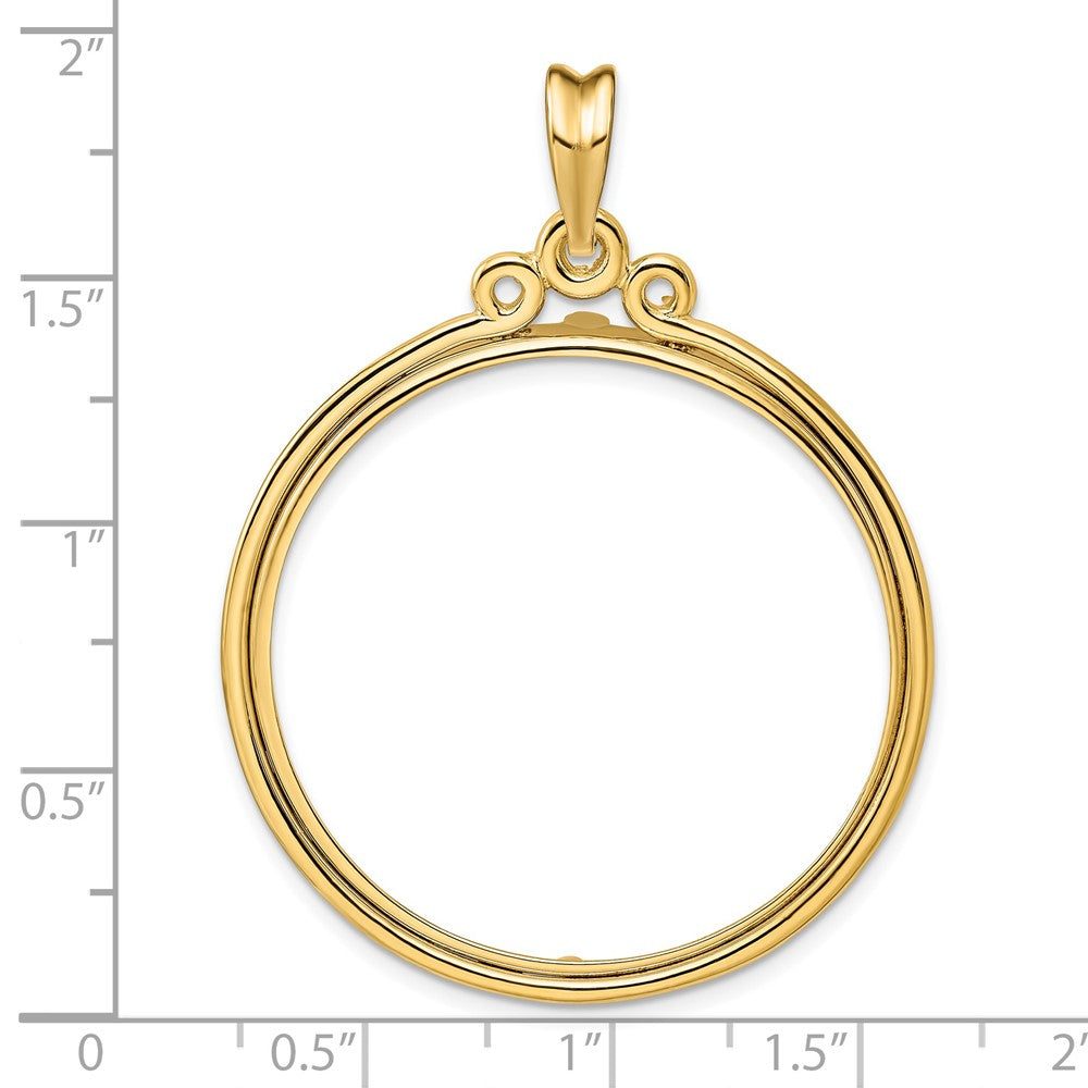 FJC Finejewelers 14 kt Yellow Gold Triple Circle Top 32.7mm Prong Coin Bezel Pendant
