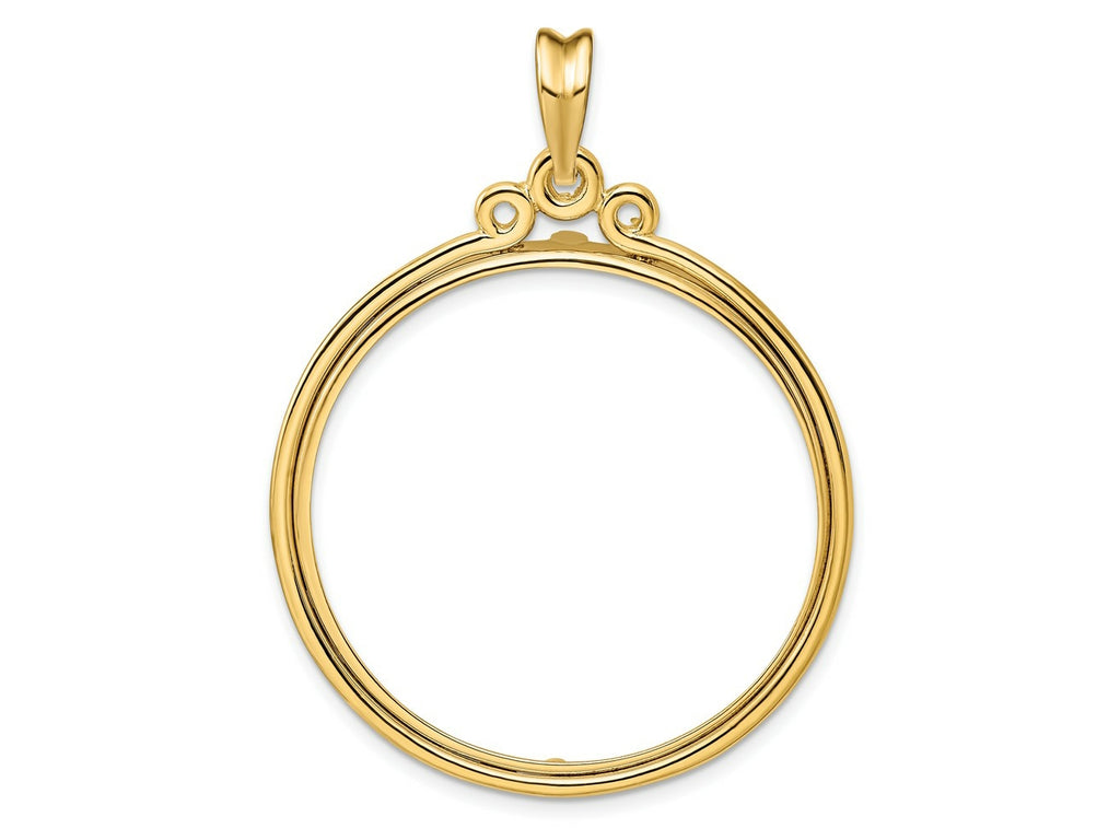FJC Finejewelers 14 kt Yellow Gold Triple Circle Top 32.7mm Prong Coin Bezel Pendant