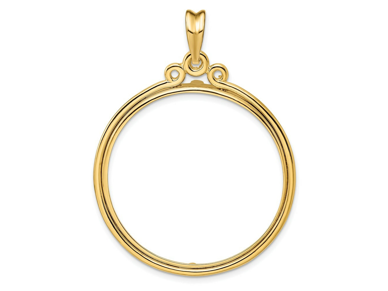 FJC Finejewelers 14 kt Yellow Gold Triple Circle Top 32.7mm Prong Coin Bezel Pendant