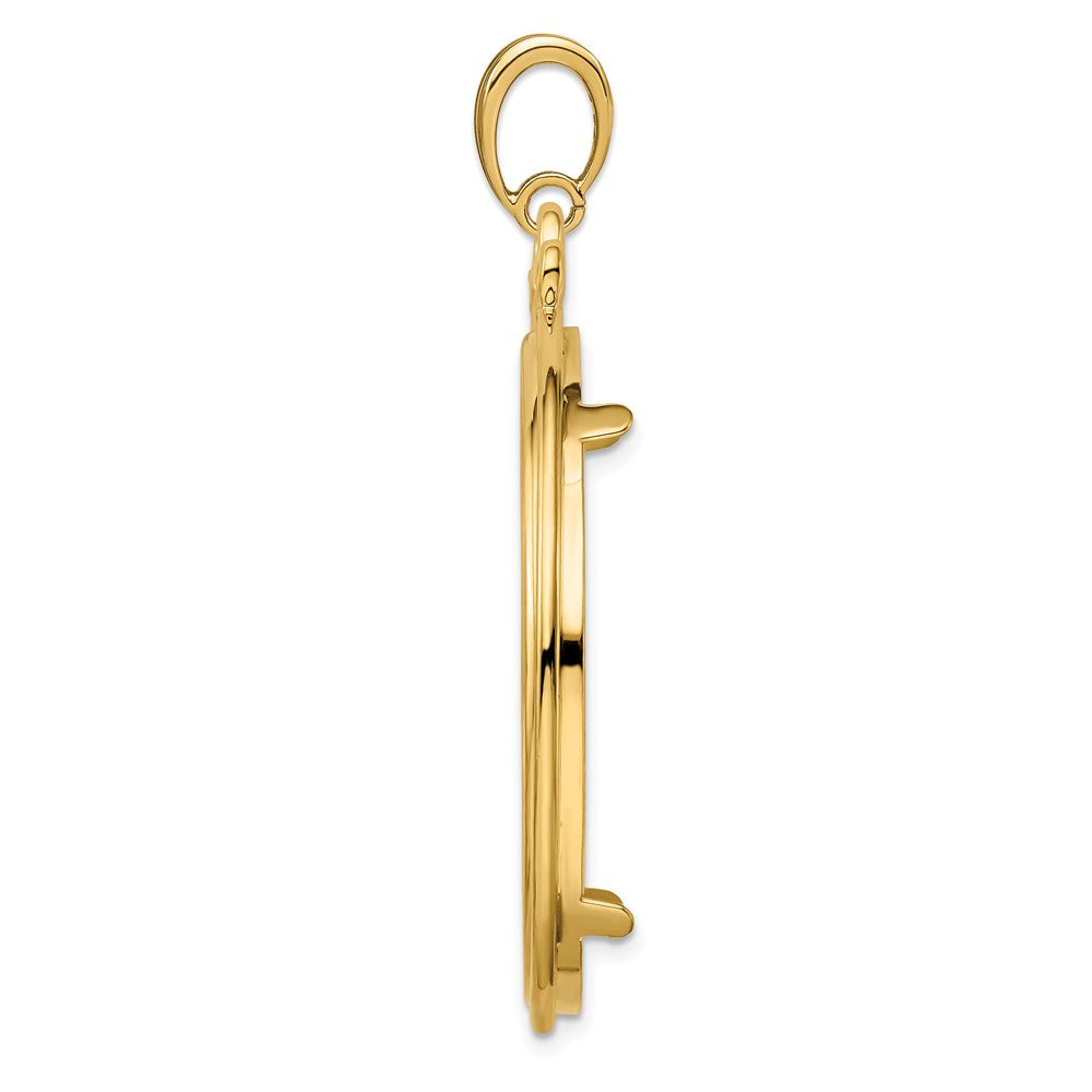 FJC Finejewelers 14 kt Yellow Gold Triple Circle Top 34.2mm Prong Coin Bezel Pendant