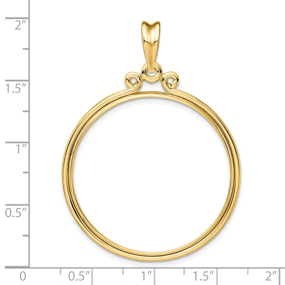 FJC Finejewelers 14 kt Yellow Gold Triple Circle Top 34.2mm Prong Coin Bezel Pendant