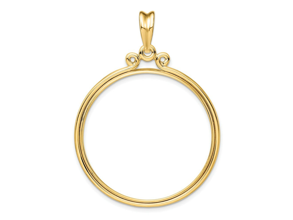 FJC Finejewelers 14 kt Yellow Gold Triple Circle Top 34.2mm Prong Coin Bezel Pendant