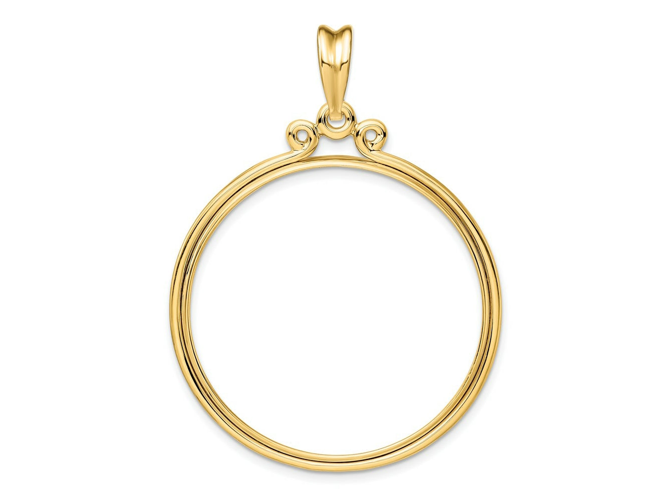 FJC Finejewelers 14 kt Yellow Gold Triple Circle Top 34.2mm Prong Coin Bezel Pendant
