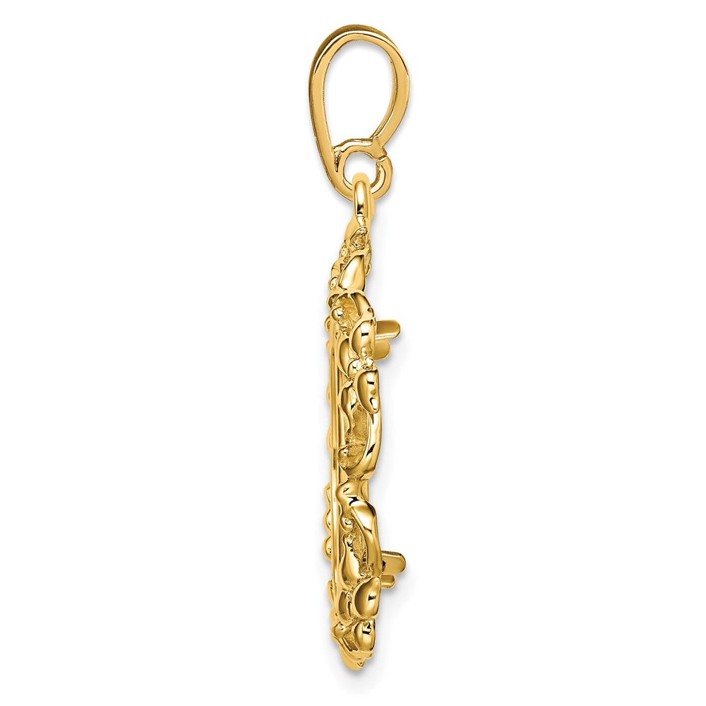 FJC Finejewelers 14 kt Yellow Gold Polished Flower Blossom 16.5mm Prong Coin Bezel Pendant