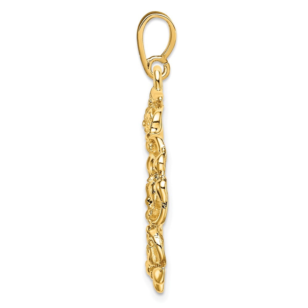 FJC Finejewelers 14 kt Yellow Gold Polished Flower Blossom 18.0mm Prong Coin Bezel Pendant