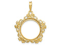 FJC Finejewelers 14 kt Yellow Gold Polished Flower Blossom 18.0mm Prong Coin Bezel Pendant
