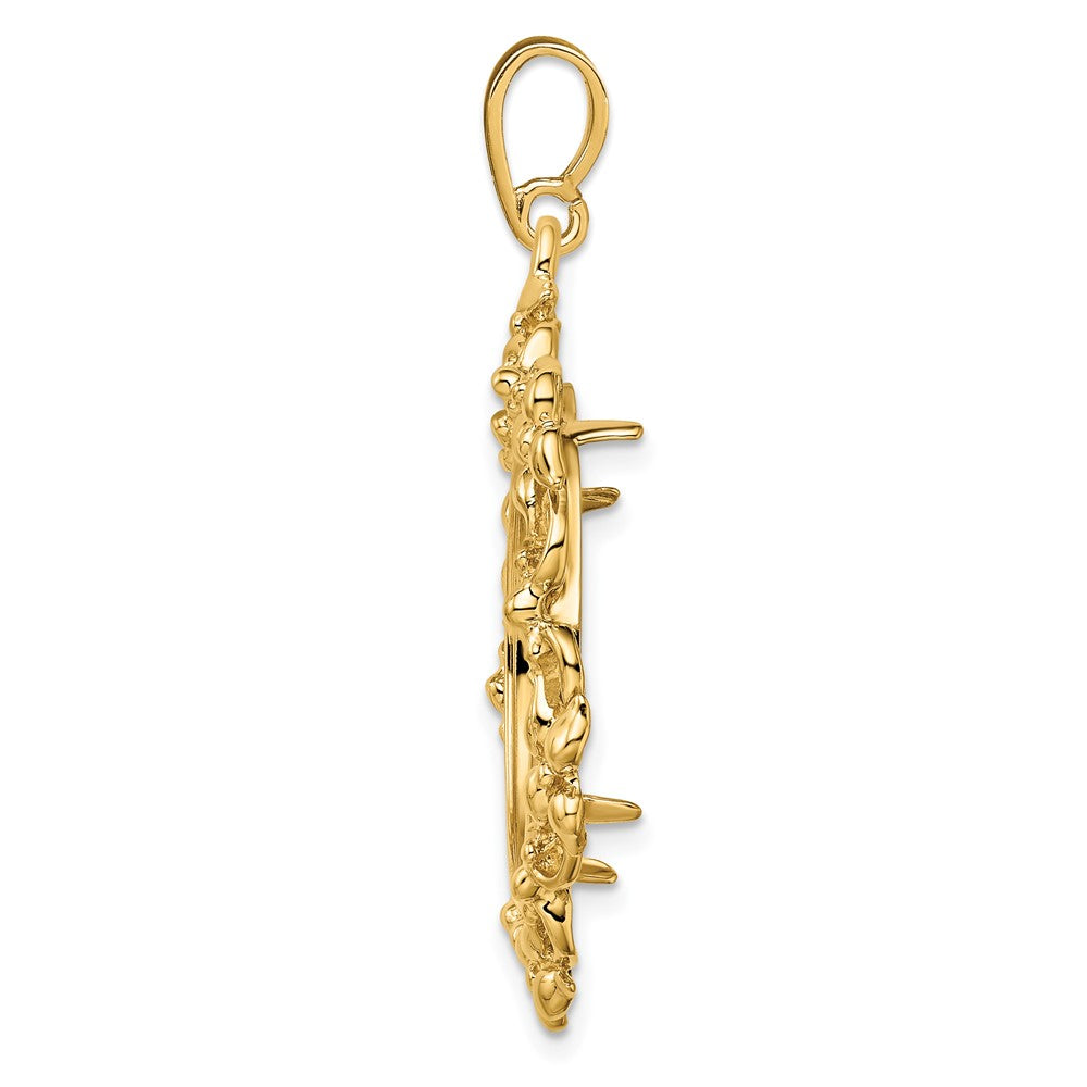 FJC Finejewelers 14 kt Yellow Gold Polished Flower Blossom 22.0mm Prong Coin Bezel Pendant