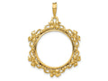 FJC Finejewelers 14 kt Yellow Gold Polished Flower Blossom 22.0mm Prong Coin Bezel Pendant