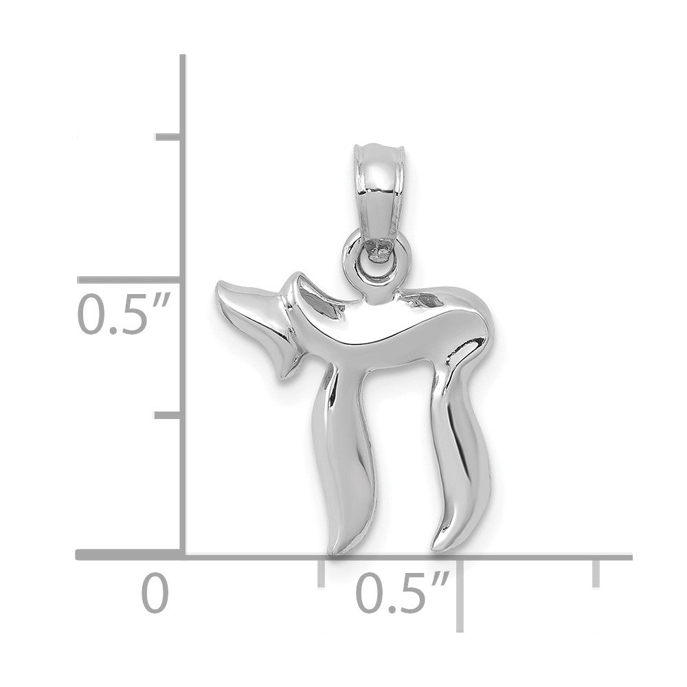 FJC Finejewelers 14 kt White Gold Themed Chai (life)  Charm 18 mm x 13 mm