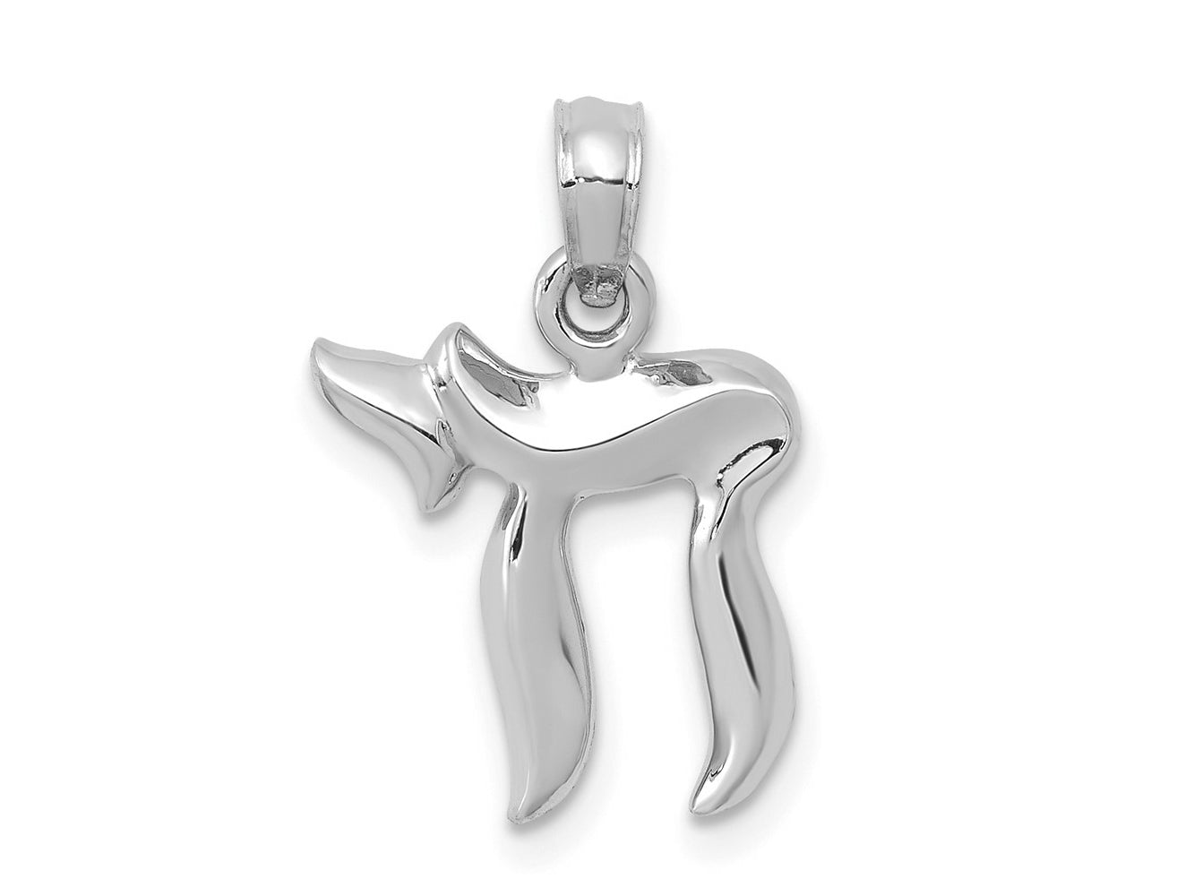 FJC Finejewelers 14 kt White Gold Themed Chai (life)  Charm 18 mm x 13 mm