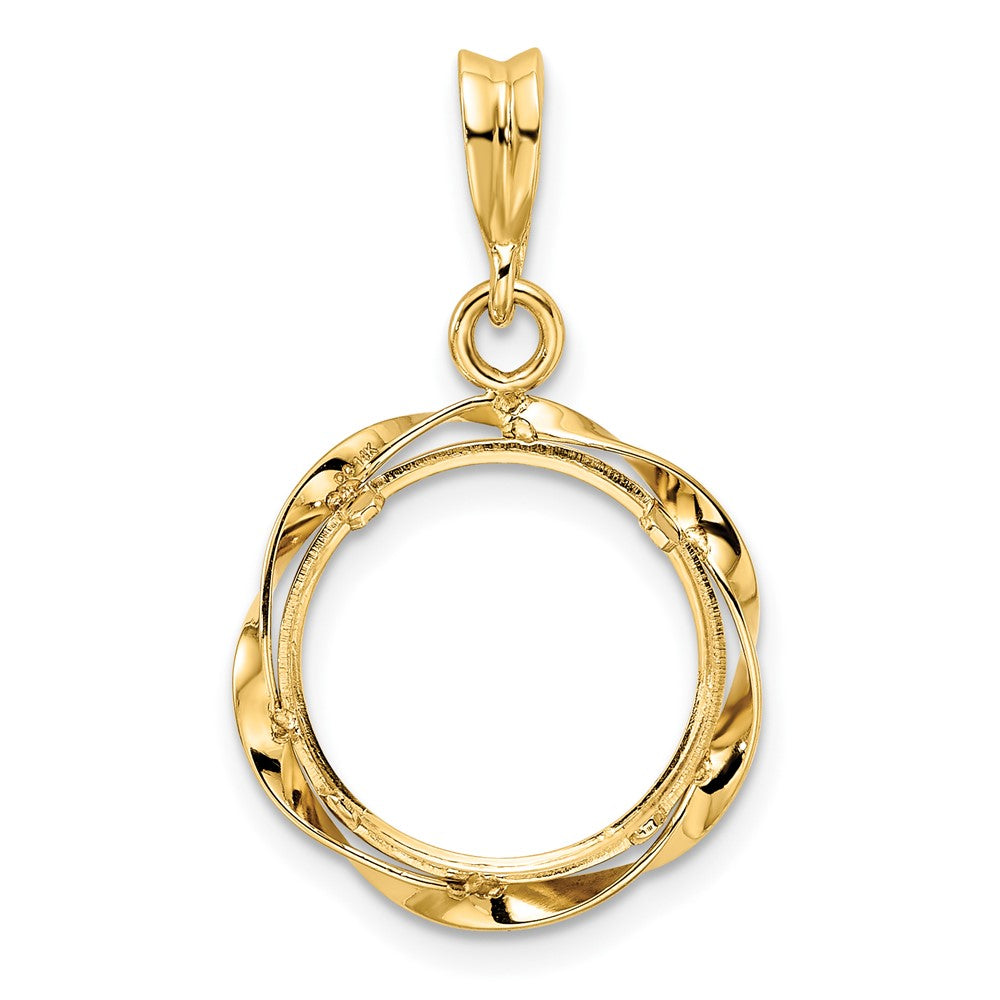 FJC Finejewelers 14 kt Yellow Gold Hand Twisted Ribbon 13.0mm Prong Coin Bezel Pendant