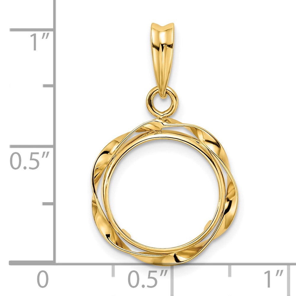 FJC Finejewelers 14 kt Yellow Gold Hand Twisted Ribbon 13.0mm Prong Coin Bezel Pendant
