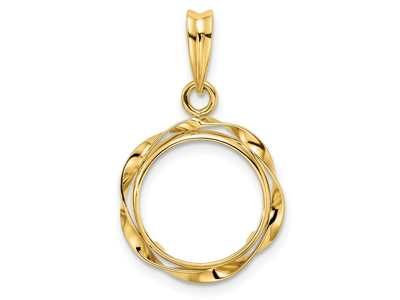 FJC Finejewelers 14 kt Yellow Gold Hand Twisted Ribbon 13.0mm Prong Coin Bezel Pendant