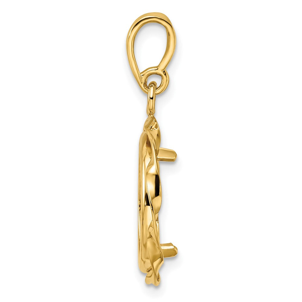 FJC Finejewelers 14 kt Yellow Gold Hand Twisted Ribbon 14.0mm Prong Coin Bezel Pendant