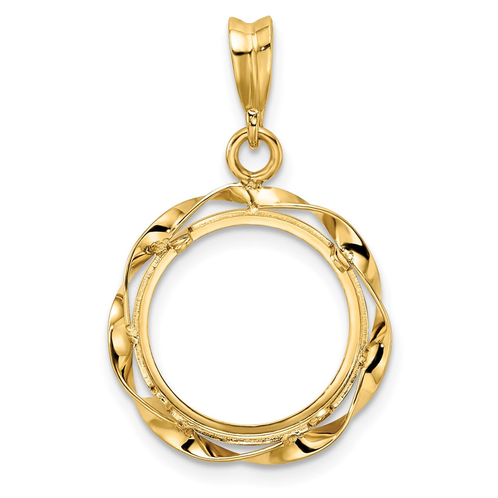 FJC Finejewelers 14 kt Yellow Gold Hand Twisted Ribbon 14.0mm Prong Coin Bezel Pendant