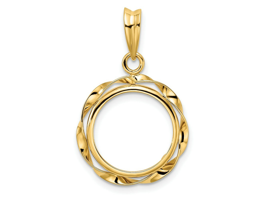 FJC Finejewelers 14 kt Yellow Gold Hand Twisted Ribbon 14.0mm Prong Coin Bezel Pendant