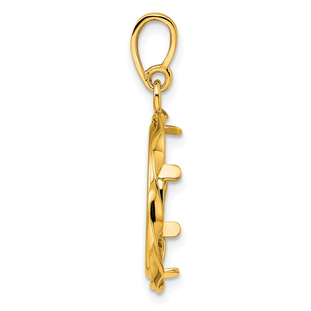 FJC Finejewelers 14 kt Yellow Gold Hand Twisted Ribbon 16.0mm Prong Coin Bezel Pendant