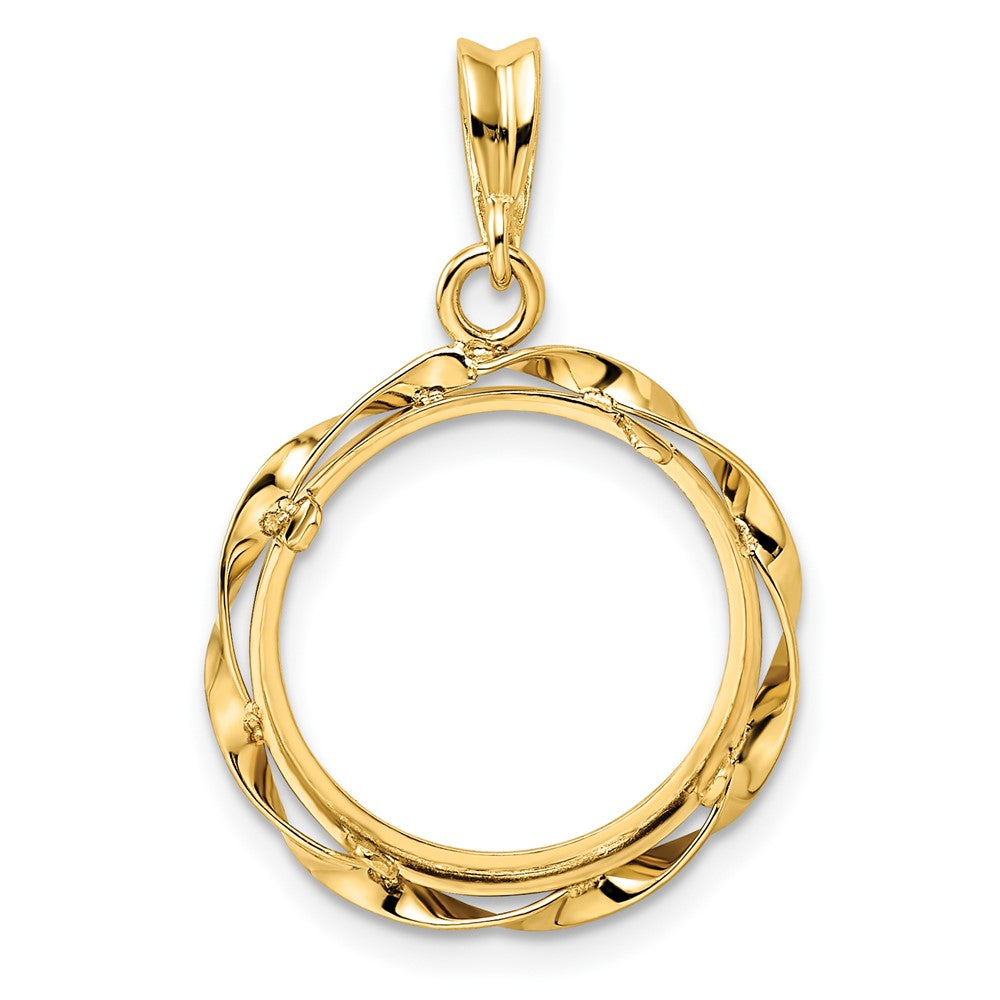 FJC Finejewelers 14 kt Yellow Gold Hand Twisted Ribbon 16.0mm Prong Coin Bezel Pendant