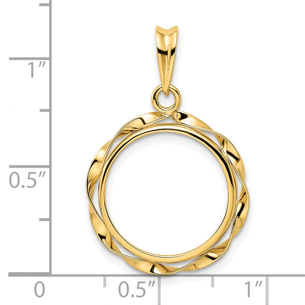 FJC Finejewelers 14 kt Yellow Gold Hand Twisted Ribbon 16.0mm Prong Coin Bezel Pendant